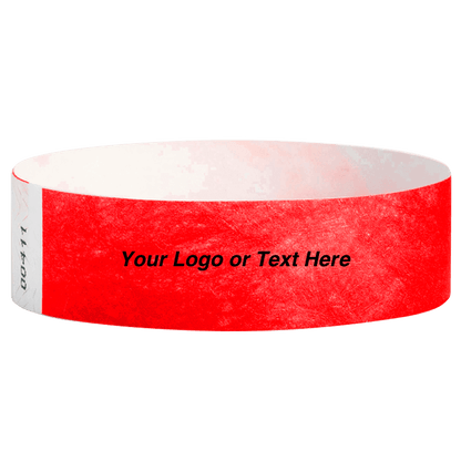 Tyvek3-4SolidNeonRedWristbandCustom