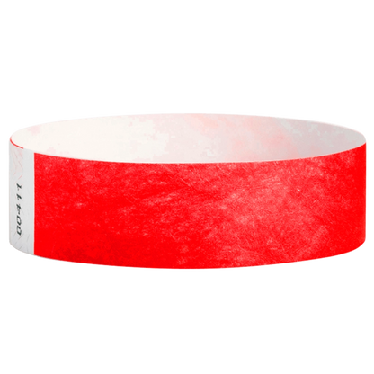 Neon red solid tyvek wristband in round 