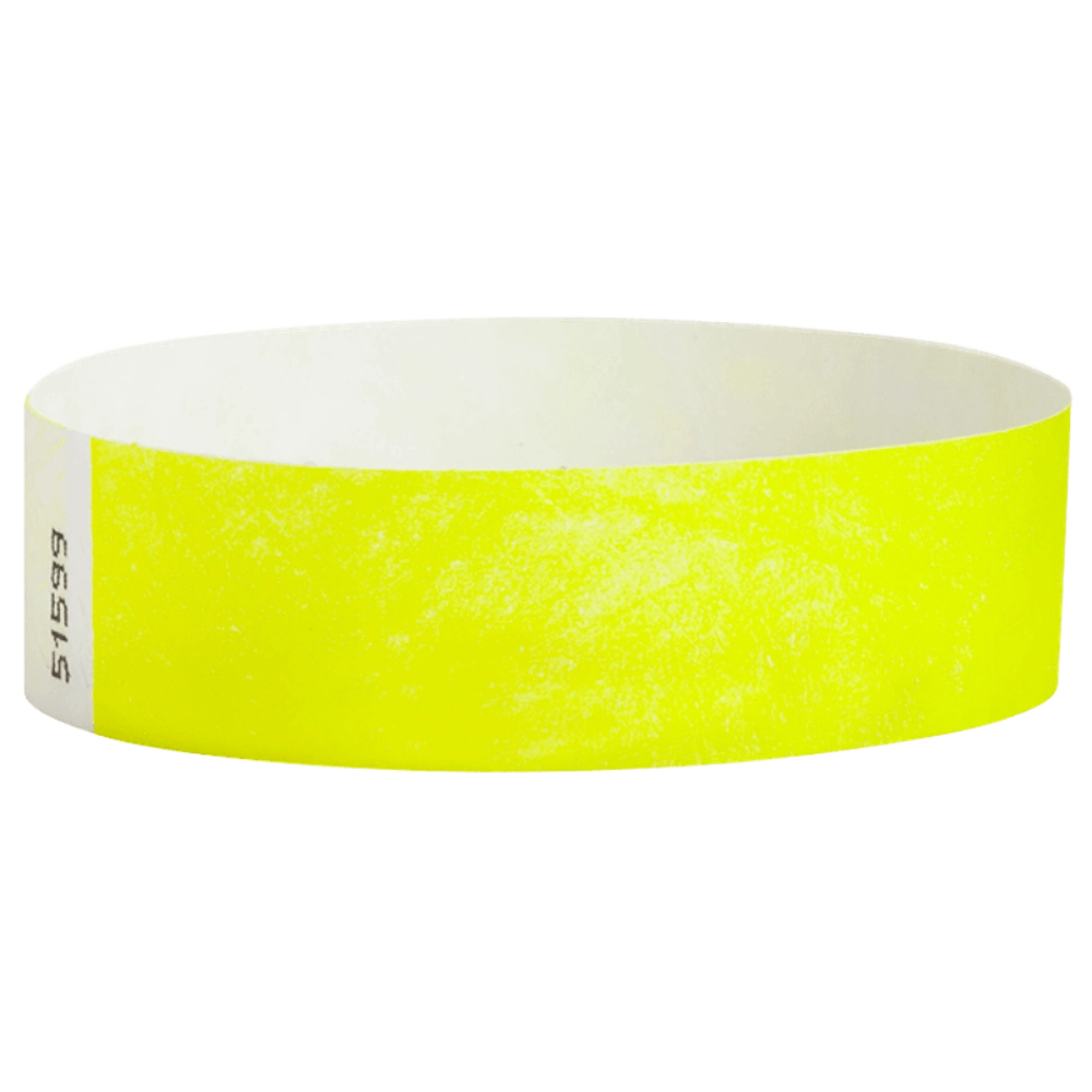 Neon yellow tyvek solid 3/4 wristband - shown in round 