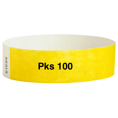 tyvek 3/4" solid wristband pk of 100 pantone yellow