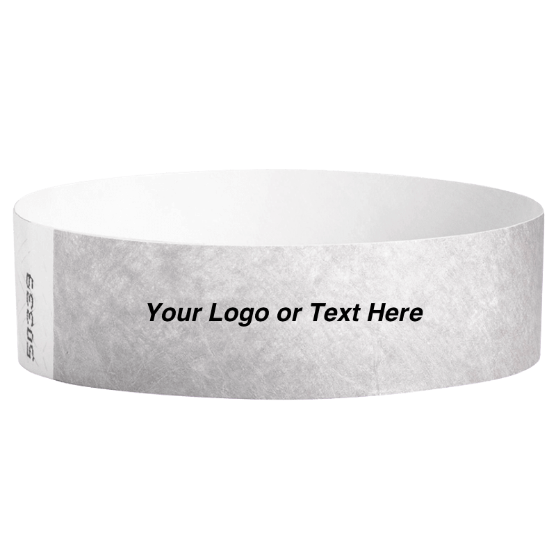 Tyvek3-4SolidSilverWristbandCustom
