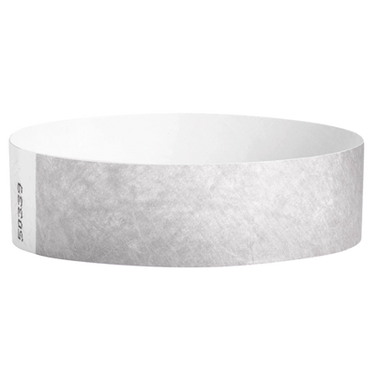 Silver solid tyvek wristband in round 