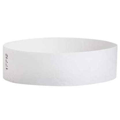 White solid tyvek wristband in round 