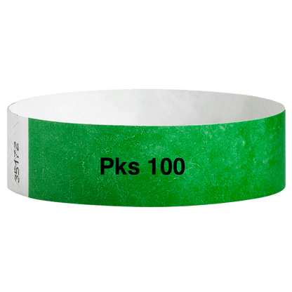tyvek 3/4" solid wristband pk of 100 kelly green