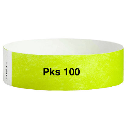 tyvek 3/4" solid wristband pk of 100 lime green