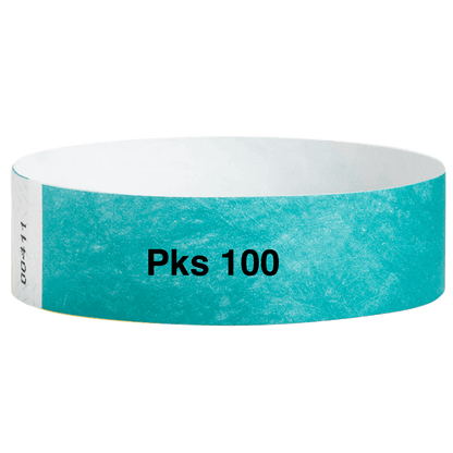 tyvek 3/4" solid wristband pk of 100 caribbean blue