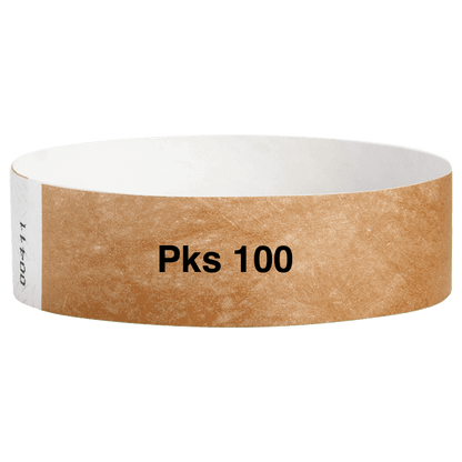 tyvek 3/4" solid wristband pk of 100 mocha