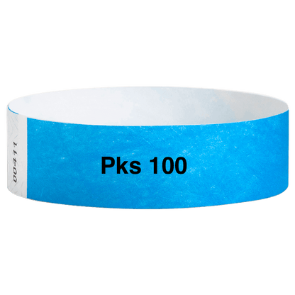 tyvek 3/4" solid wristband pk of 100 neon blue