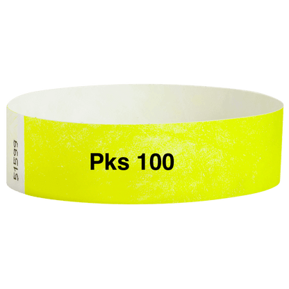 tyvek 3/4" solid wristband pk of 100 neon yellow