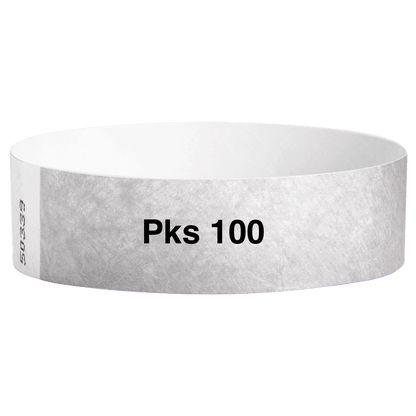 tyvek 3/4" solid wristband pk of 100 silver
