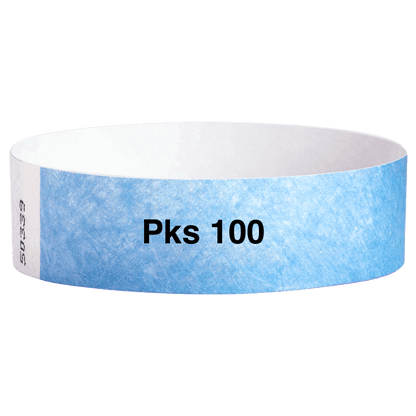 tyvek 3/4" solid wristband pk of 100 sky blue