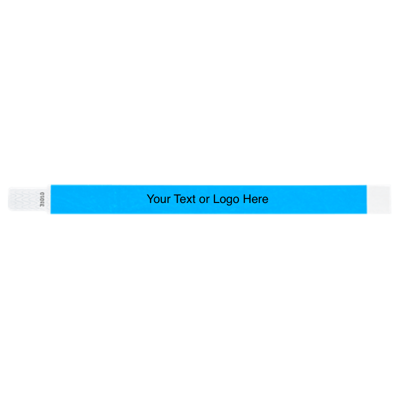 tyvek 3/4" solid qwik fit wristband showing a placeholder for customization in neon blue
