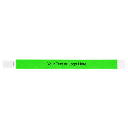 tyvek 3/4" solid qwik fit wristband showing a placeholder for customization in neon green