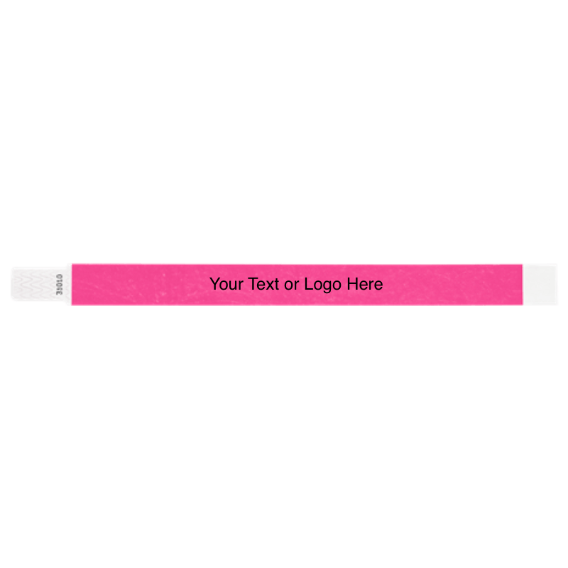 tyvek 3/4" solid qwik fit wristband showing a placeholder for customization in neon pink