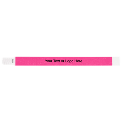 tyvek 3/4" solid qwik fit wristband showing a placeholder for customization in neon pink