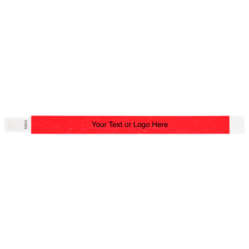 tyvek 3/4" solid qwik fit wristband showing a placeholder for customization in neon red