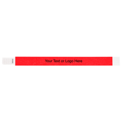 tyvek 3/4" solid qwik fit wristband showing a placeholder for customization in neon red
