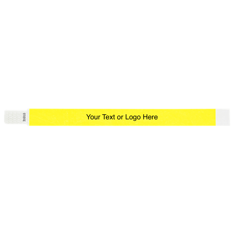 tyvek 3/4" solid qwik fit wristband showing a placeholder for customization in neon yellow