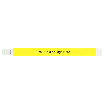 tyvek 3/4" solid qwik fit wristband showing a placeholder for customization in neon yellow