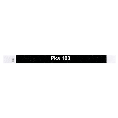 tyvek 3/4" solid wristband pks 100 black