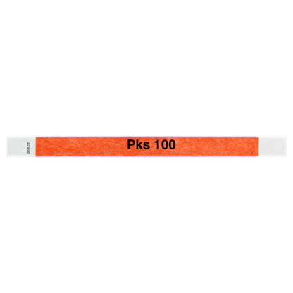 tyvek 3/4" solid wristband coral red pks 100