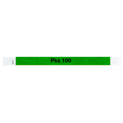 tyvek 3/4" solid wristband kelly green pks 100