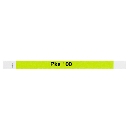 tyvek 3/4" solid wristband lime green pks 100