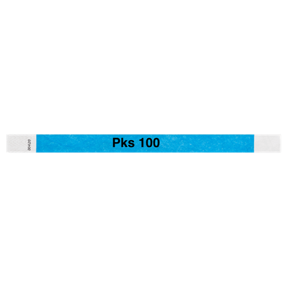 tyvek 3/4" solid wristband neon blue pks 100
