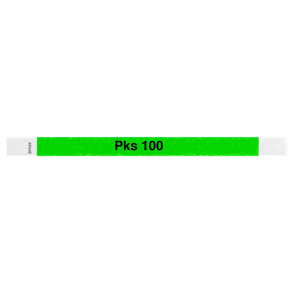 tyvek 3/4" solid wristband neon green pks 100