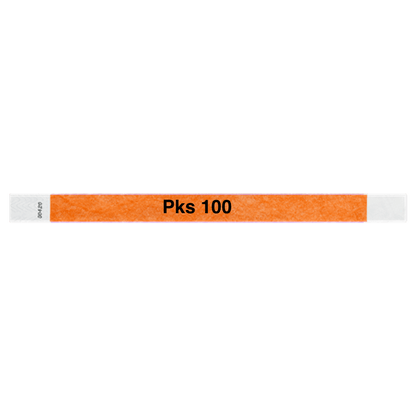 tyvek 3/4" solid wristband neon orange pks 100