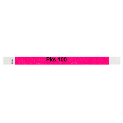 tyvek 3/4" solid wristband neon pink pks 100