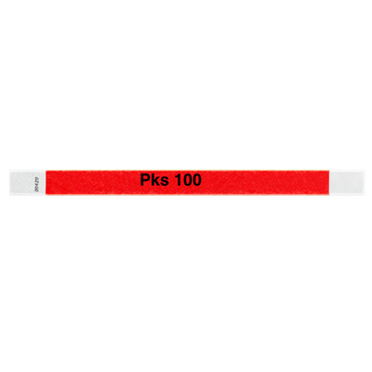 tyvek 3/4" solid wristband neon red pks 100