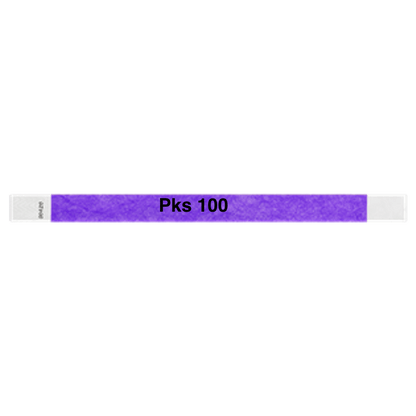 tyvek 3/4" solid wristband purple pks 100
