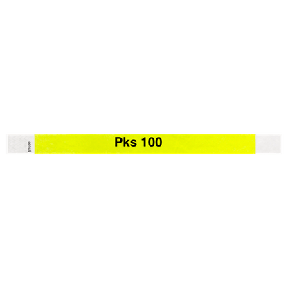 tyvek 3/4" solid wristband neon yellow pks 100