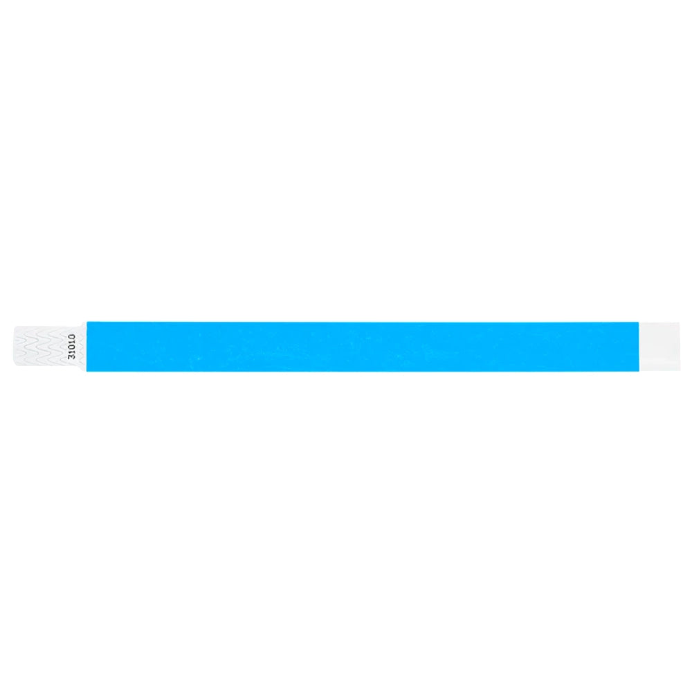 solid neon blue qwik fit tyvek 3-4 wristband - flat version shown