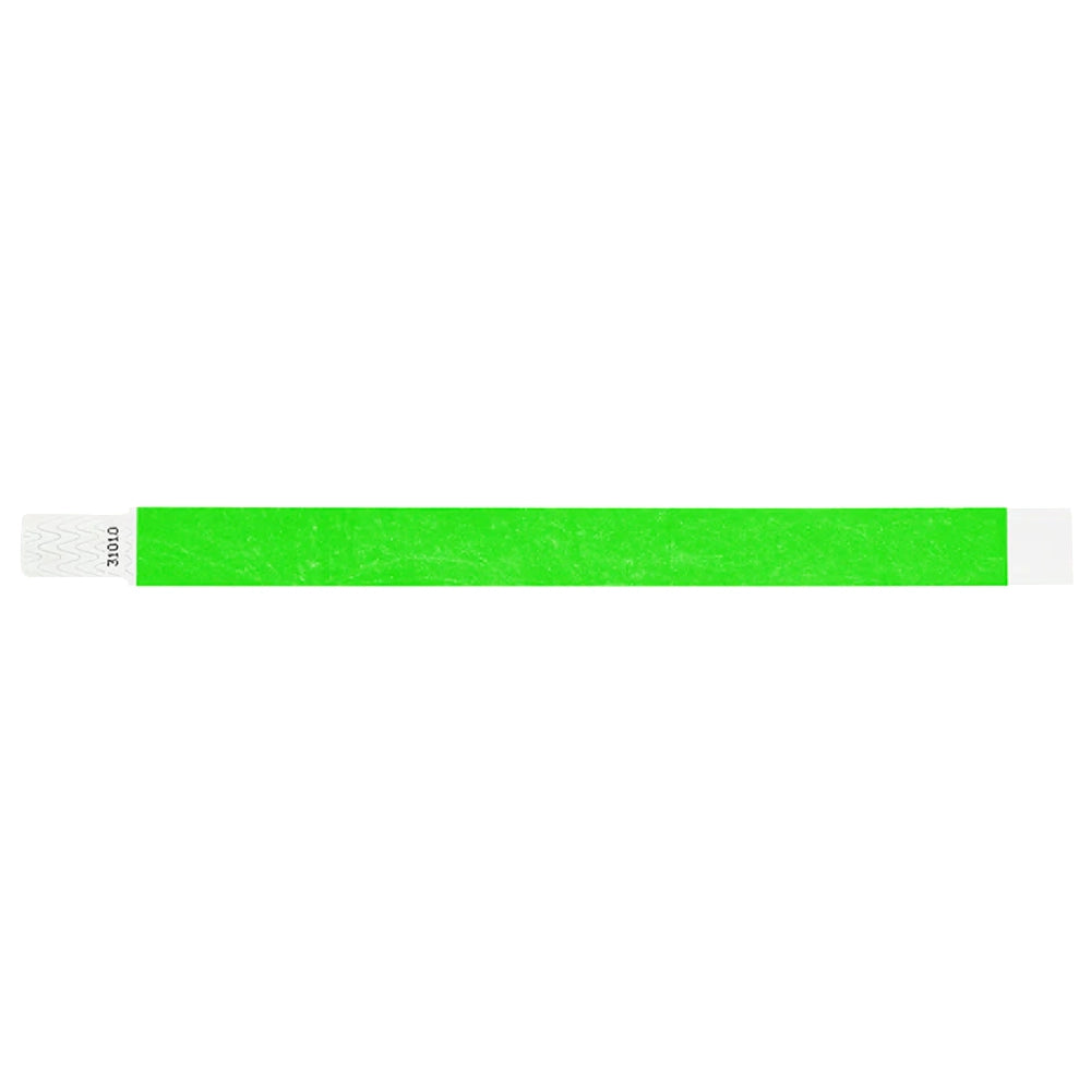 solid neon green qwik fit tyvek 3-4 wristband - flat version shown