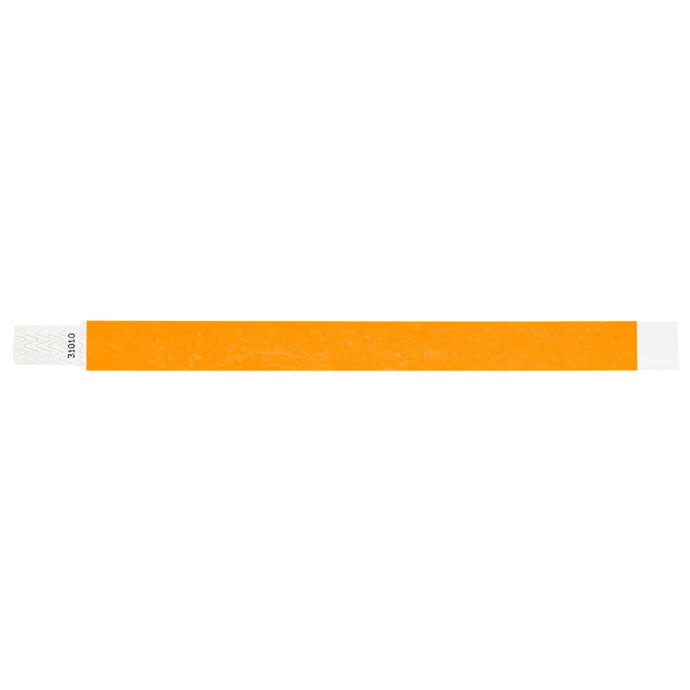 solid neon orange qwik fit tyvek 3-4 wristband - flat version shown
