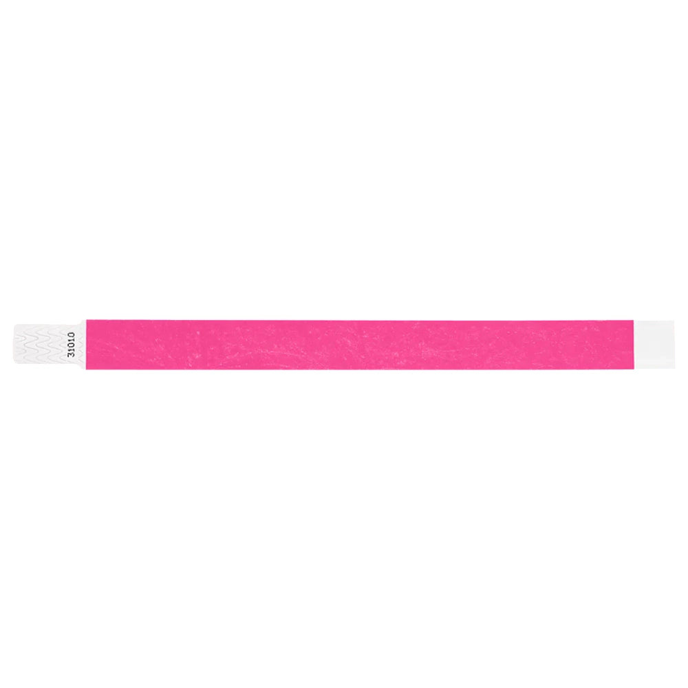 solid neon pink qwik fit tyvek 3-4 wristband - flat version shown