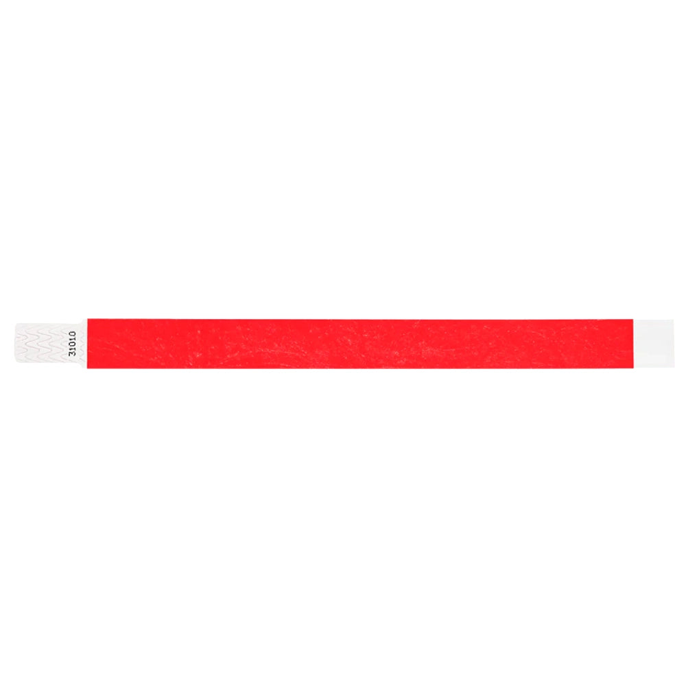 solid neon red qwik fit tyvek 3-4 wristband - flat version shown