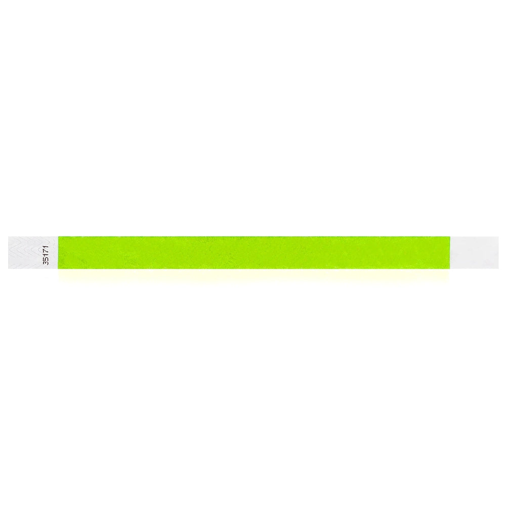 Lime green Tyvek wristband in flat 