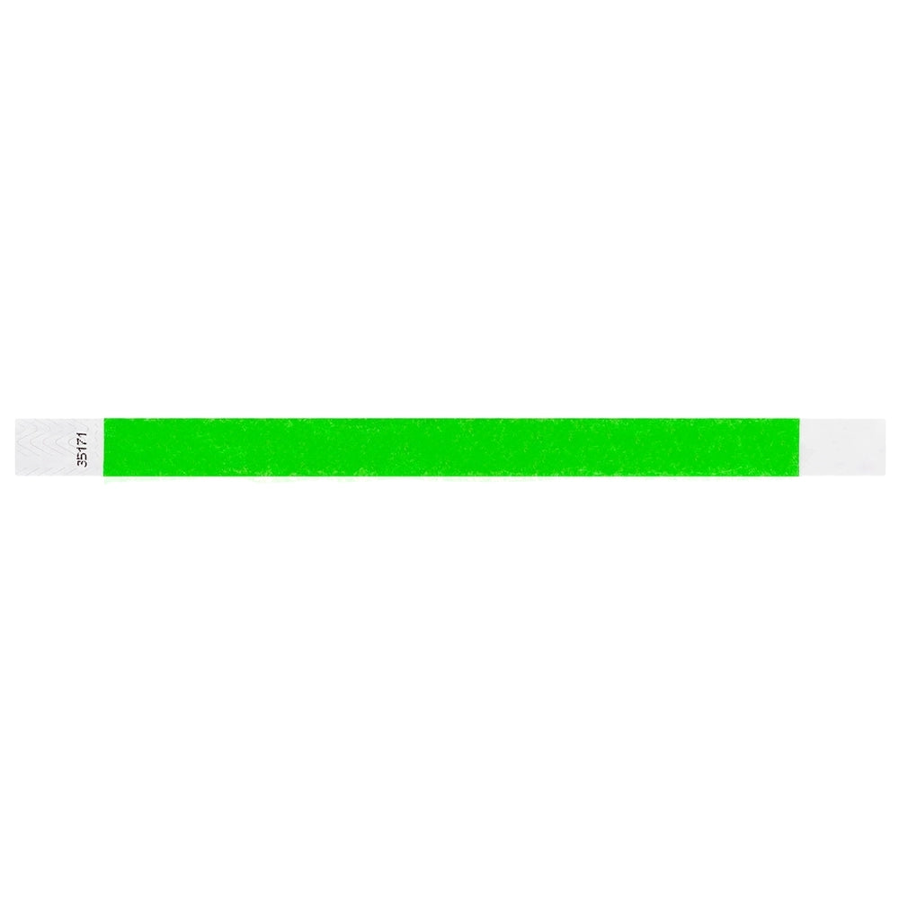 Neon green Tyvek wristband in flat 