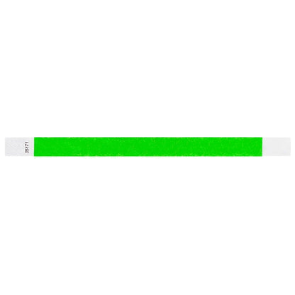 Neon green Tyvek wristband in flat 