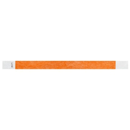 Neon orange Tyvek wristband in flat 