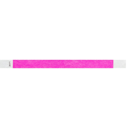 Neon pink Tyvek wristband in flat 