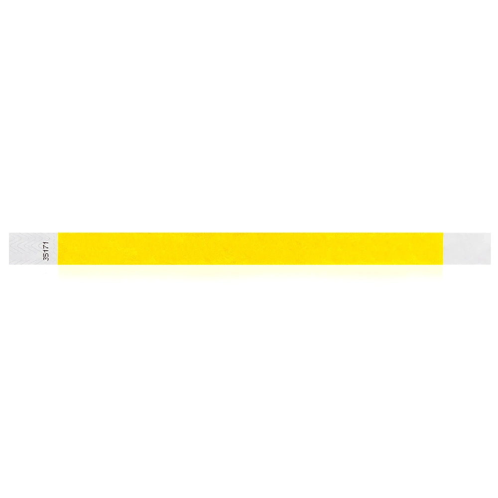 Pantone yellow Tyvek wristband in flat 