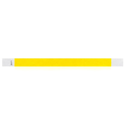 Pantone yellow Tyvek wristband in flat 