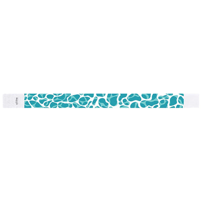 white tyvek wristband with blue pattern to look like a swimming pool line - flat version shown