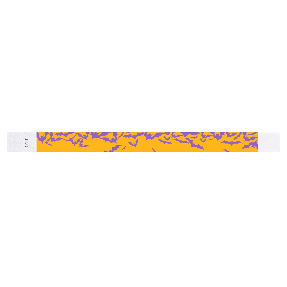 tyvek 3/4" wristbands orange with purple bats