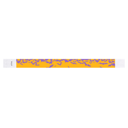 tyvek 3/4" wristbands orange with purple bats