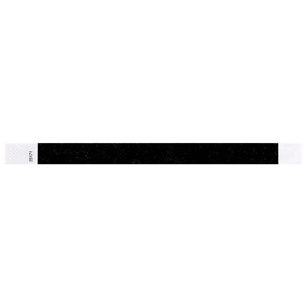 Black solid tyvek wristband in flat 